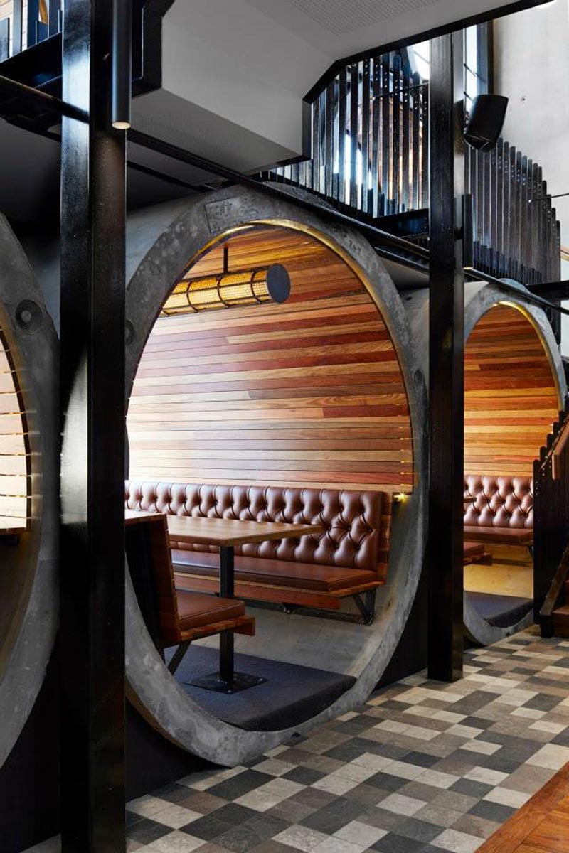 leather dining booth at Prahran Hotel in Victoria