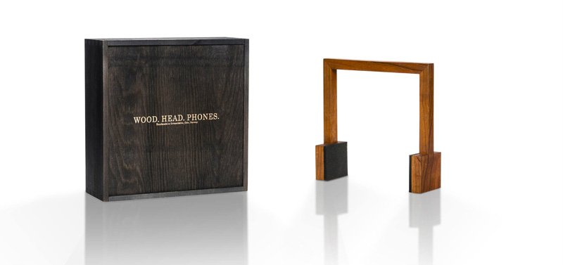 Square wood head phones with wooden box