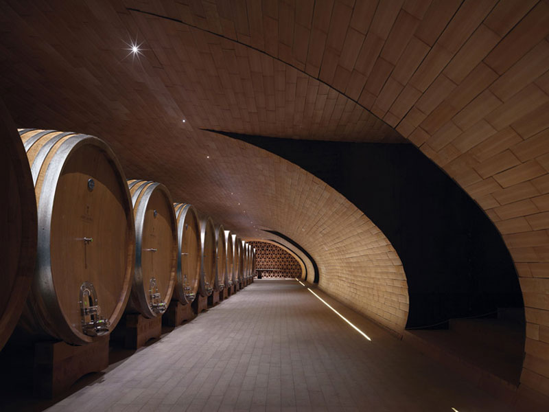 Barrique barrels at the Antinori Winery by Archea Associati 