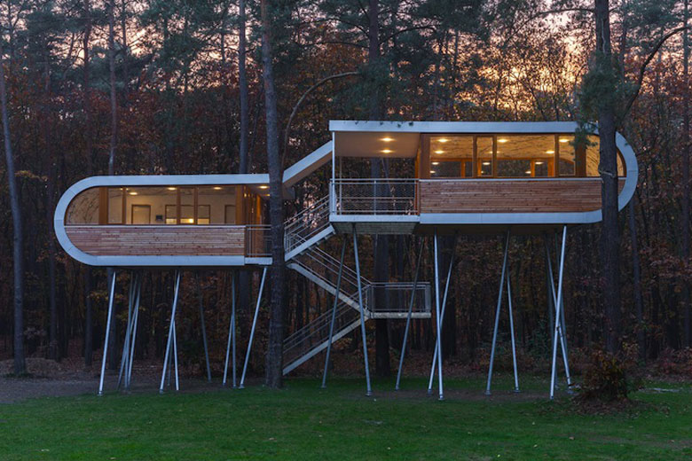 Exterior architecture of Baumraum's Treehouse Retreat
