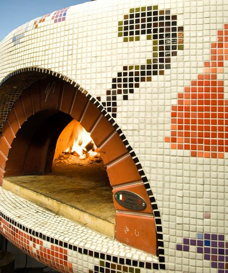 Wood pizza oven at the Fabbrica Restaurant in Bergen by Tjep Studio