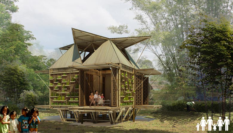 6 person Floating Bamboo Low Cost Houses in Vietnam by H & P Architects