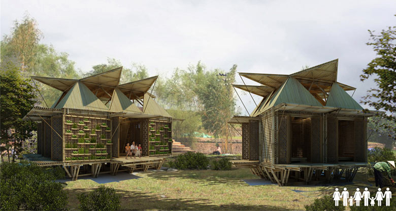 Jebiga Floating Bamboo Low Cost Houses in Vietnam by H & P Architects