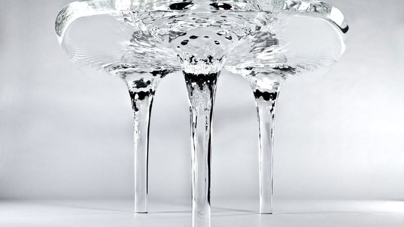 Profile view of the Liquid Glacial Table designed by Zaha Hadid