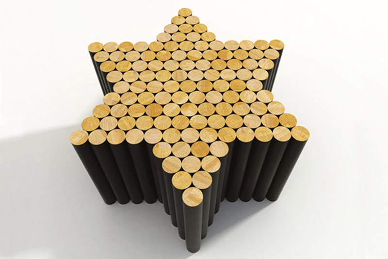 Star shaped Multiple magnetic coffee table by Raphael Charles 