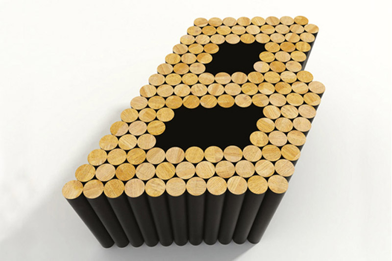 Letter "B" shaped Multiple magnetic coffee table by Raphael Charles