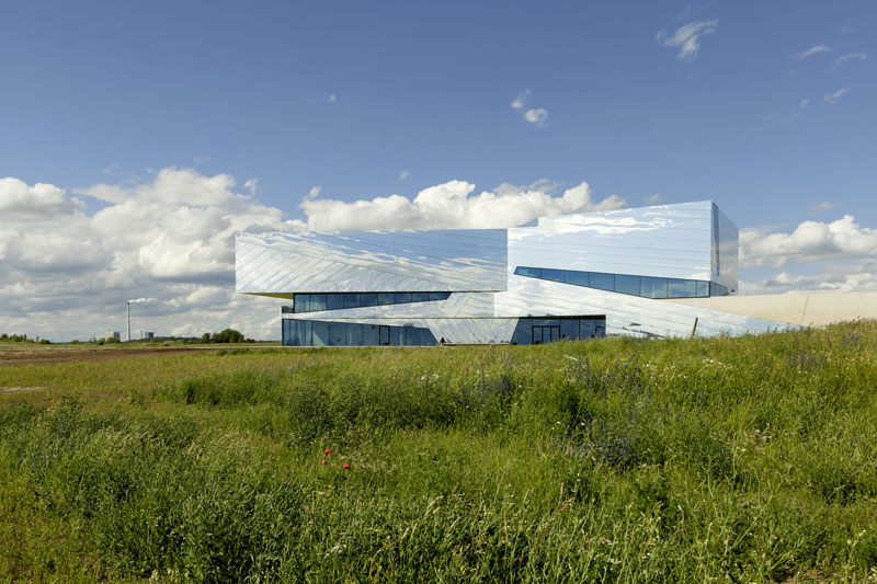 Exterior view of the architecture of the PALAON Research Experience Centre in Schoningen Germany by Holzer Kobler Architects