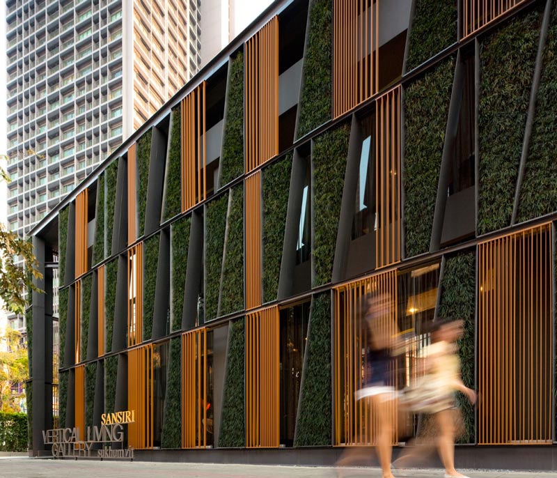 Street view of the Vertical Living Gallery by Sansiri and Shma in Bangkok