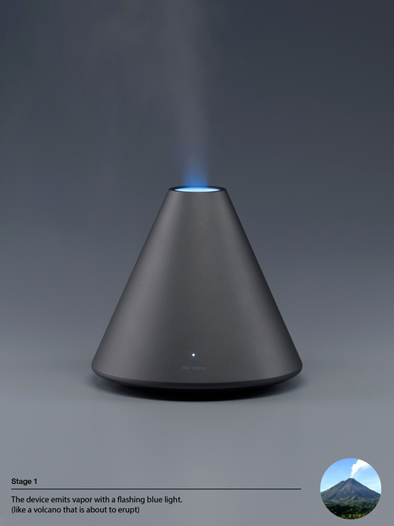 Black Volcano Humidifier with blue light by Hun-jung Choi and Dae-hoo Kim from Coway