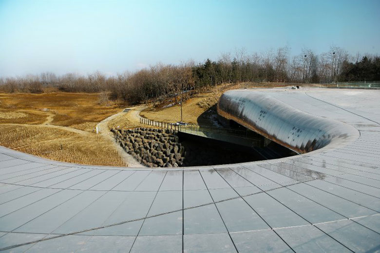 Roof of the Jeongok Museum South Korea Prehistory Museum by X-TU Architects