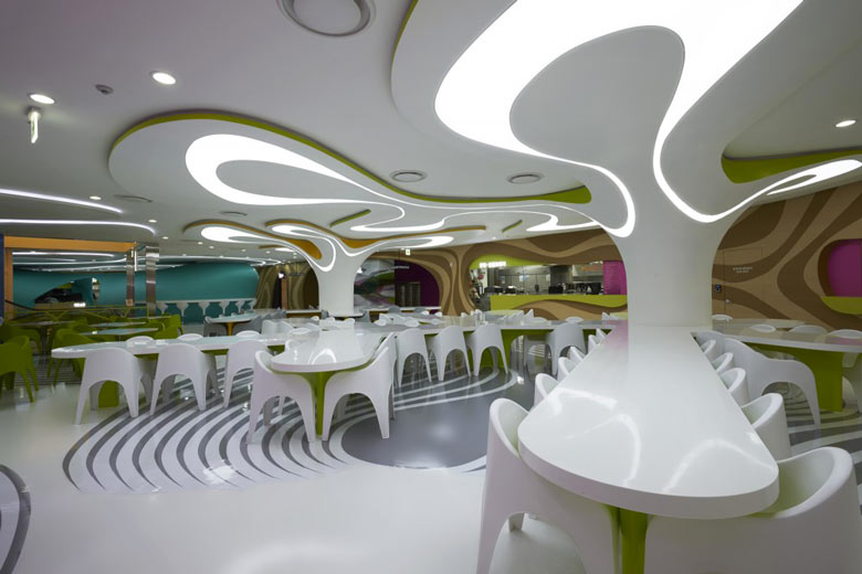 Interior design at the Amoje Food Capital in Lotte Shopping Mall by Karim Rashid