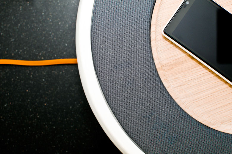 Power cord and view of the top of the Ceramic Speaker for Smartphones by Victor Johansson