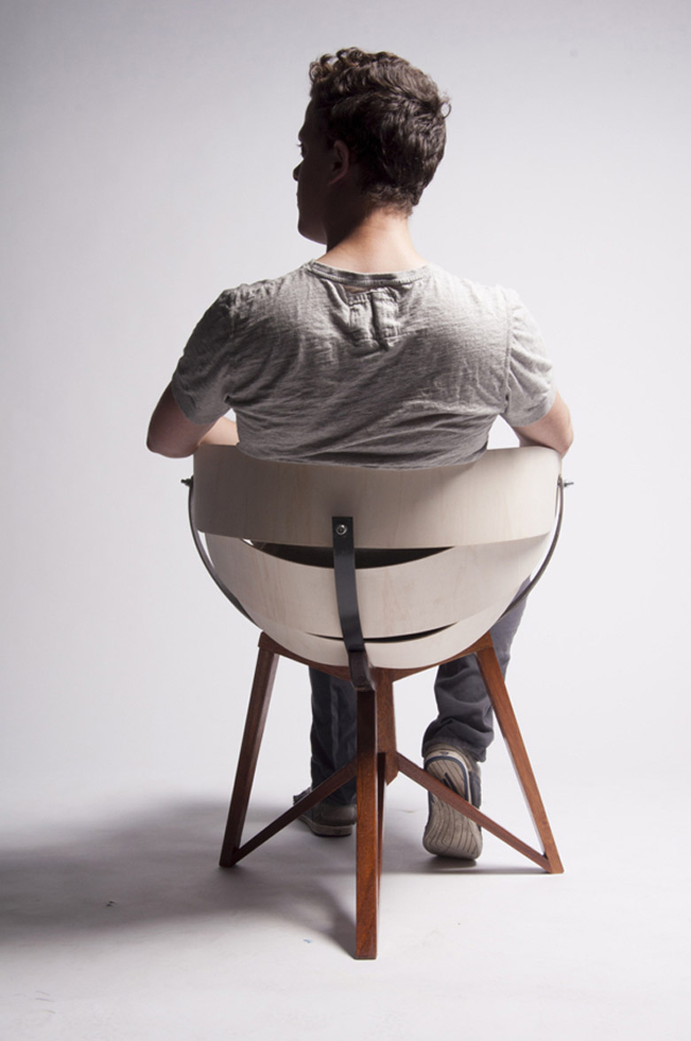 Rear view of the Globe Chair by Michiel van Gadeldonk