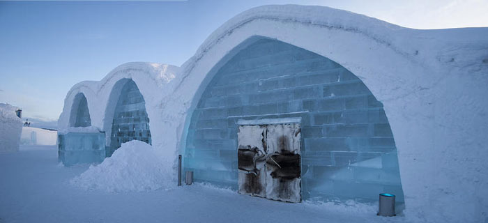Exterior of the Icehotel An Ice Hotel in Jukkasjarvi Sweden
