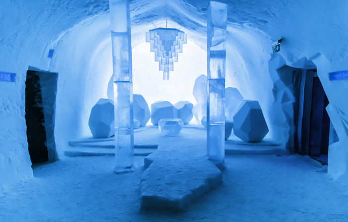 Bedroom at the Icehotel An Ice Hotel in Jukkasjarvi Sweden