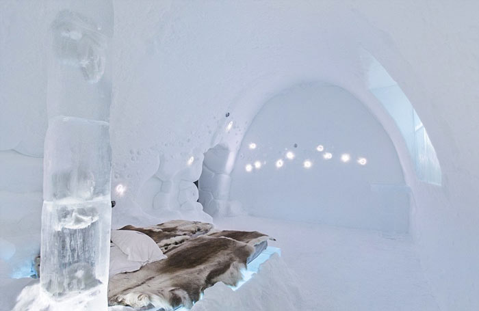 Bedroom at the Icehotel An Ice Hotel in Jukkasjarvi Sweden