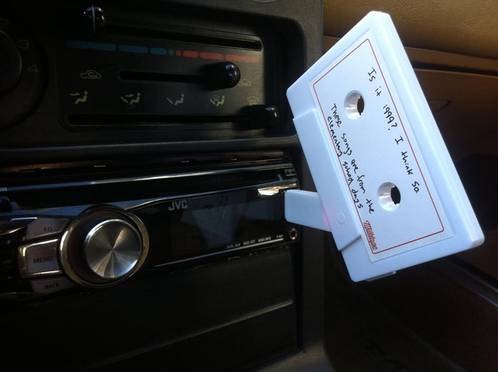 Milktape Mixtape USB Cassette in a car stereo
