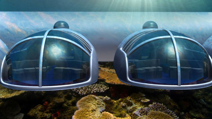Underwater capsule at the Poseidon Undersea Resort in Fiji