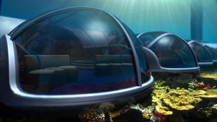 View of a capsule at the Poseidon Undersea Resort in Fiji