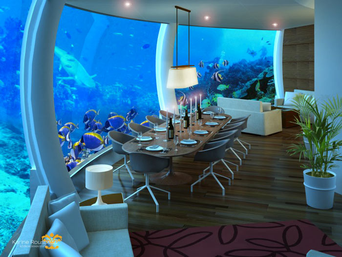 Dining area at the Poseidon Undersea Resort in Fiji