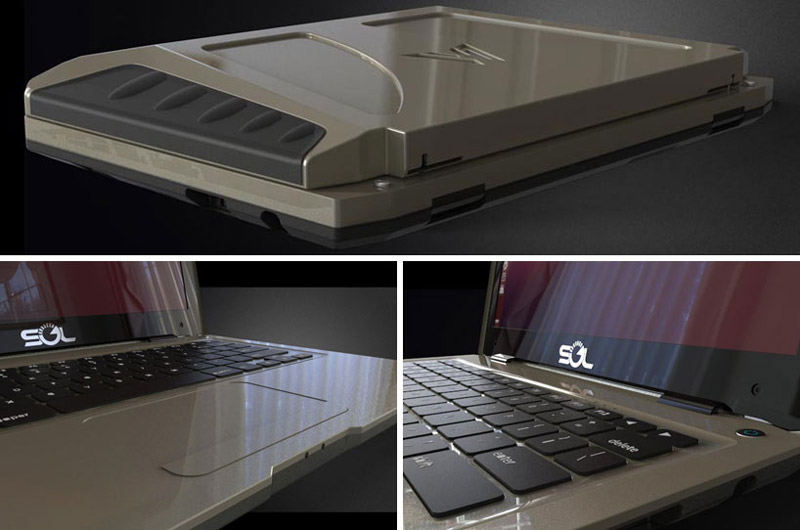 Different views of the SOL Solar Powered Laptop using Ubuntu Linux by WeWi