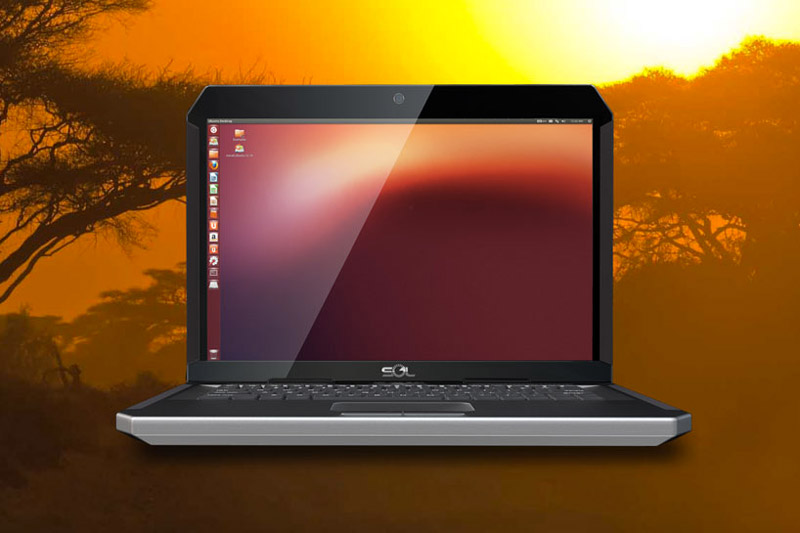Screen and keyboard of the SOL Solar Powered Laptop using Ubuntu Linux by WeWi