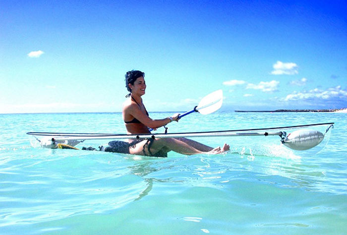 Woman on a Transparent Canoe Kayak by Hammacher