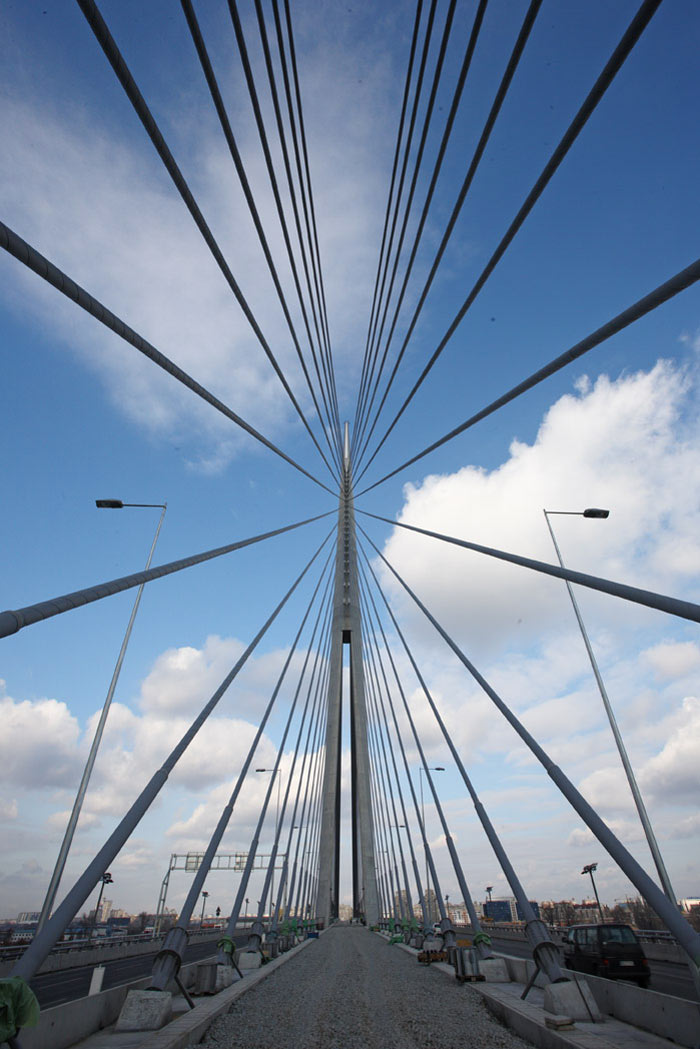 Cables of the Ada Bridge in Belgrade, Serbia