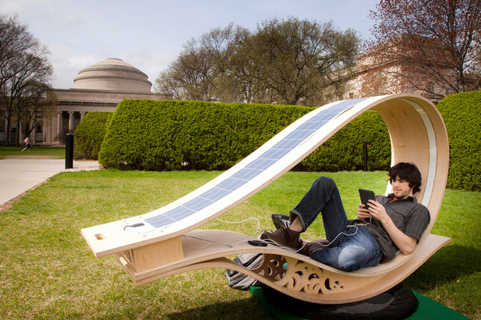 Side view of the MIT SOFT Rockers Solar Powered Charging Station & Rocking Chair