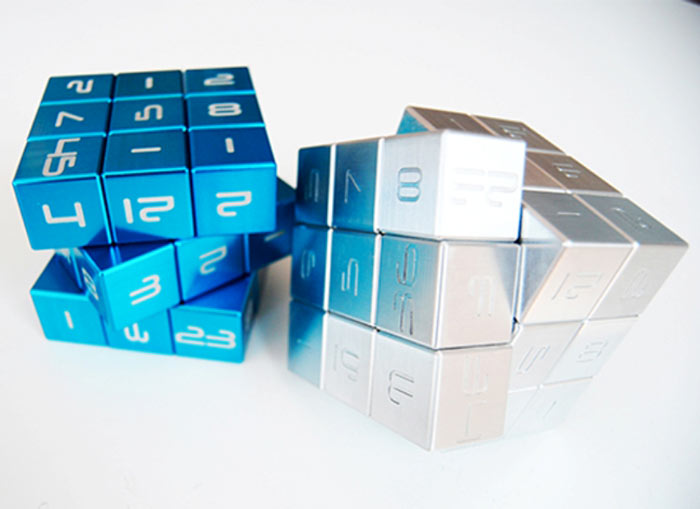 Blue and silver Magic Cube by Innovation LLC