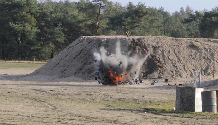 Explosion of a Mine Kafon Minefield Sweeper 