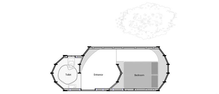 Interior room plan of Shelter ByGG Portable Accommodation by Gabriela Gomes
