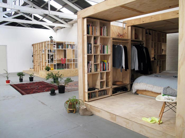 Shelving space on the Sleeping Pods by Sibling Nation