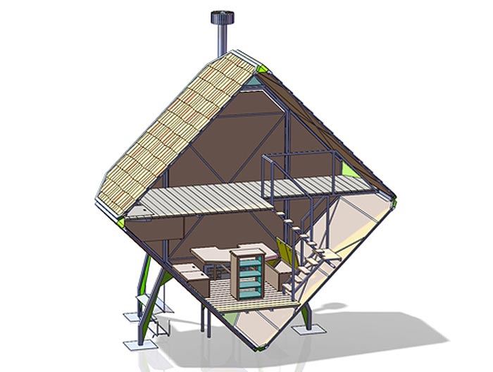 Floor plans of The Birdhouse Feral House Nichoir by Matali Crasset
