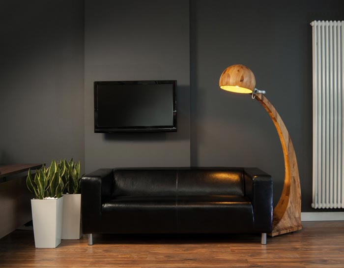 Woobia Wooden Floor Lamp by ABADOC in the living room
