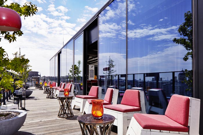 Rooftop terrace at the 25hours Hotel Wien at MuseumsQuartier
