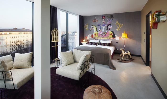 Suite design at 25hours Hotel Wien at MuseumsQuartier in Vienna