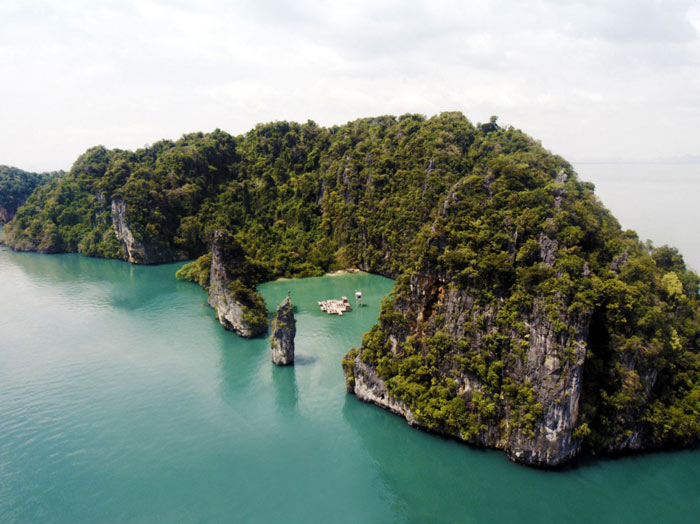 Aerial view of Archipelago Cinema Floating Cinema in Thailand