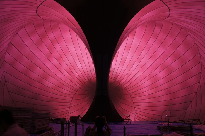 Interior design of the Ark Nova - An Inflatable Concert Hall in Japan