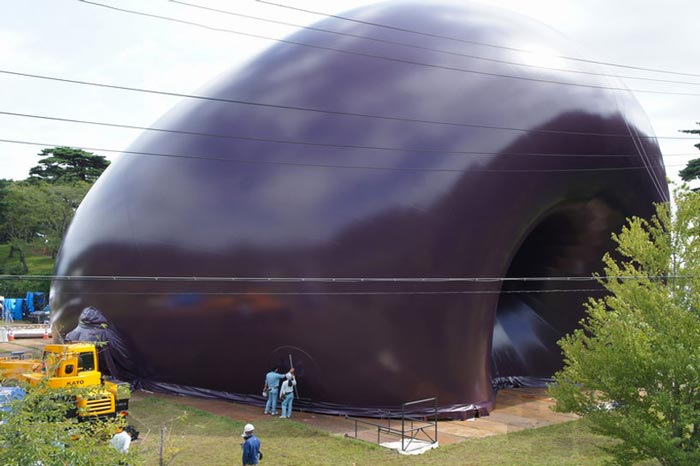 Exterior view of the Ark Nova - An Inflatable Concert Hall in Japan