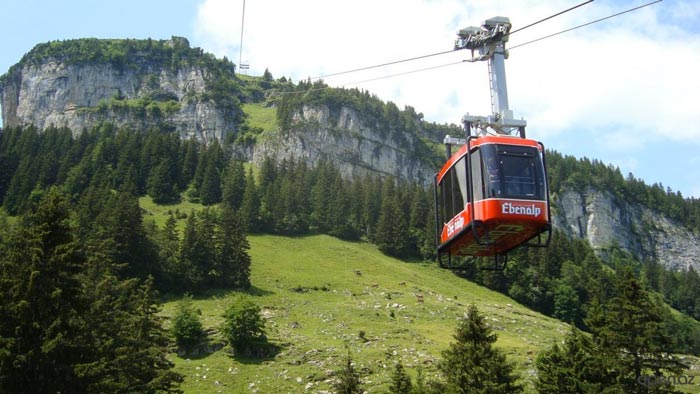 Gondola which takes you to the Berggasthaus Aescher - A Mountain Guest House