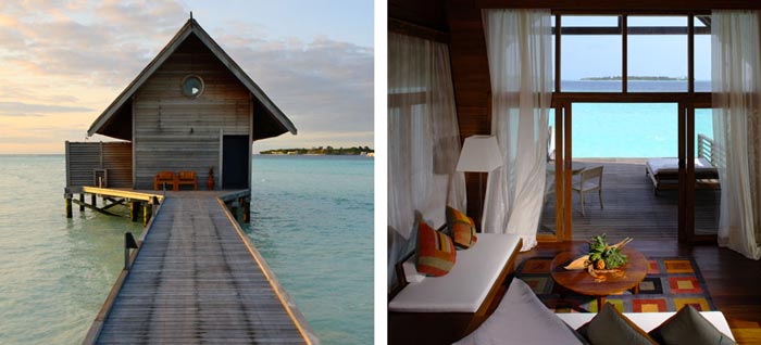 Water bungalow design at Cocoa Island Resort in The Maldives
