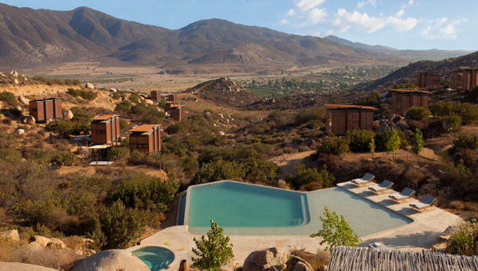 Swimming pool with a view at ENCUENTRO GUADALUPE ANTIRESORT IN BAJA CALIFORNIA