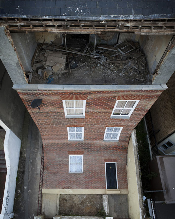 View from the top of the "From the Knees of My Nose to the Belly of My Toes" by Alex Chinneck