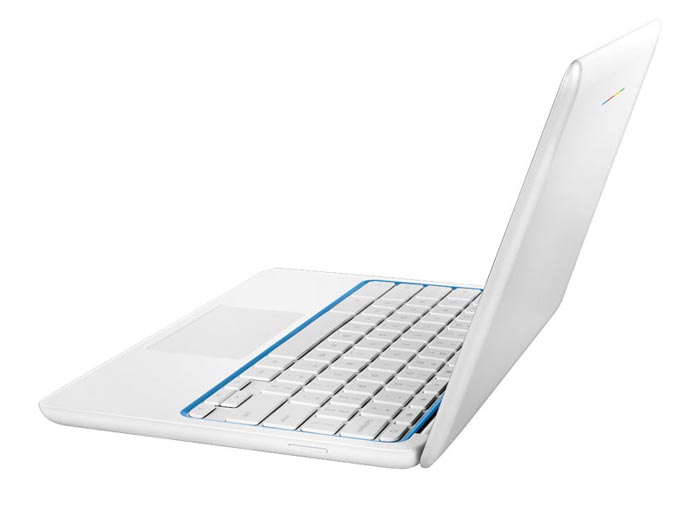 Side view of the screen and keyboard on the HP Chromebook 11