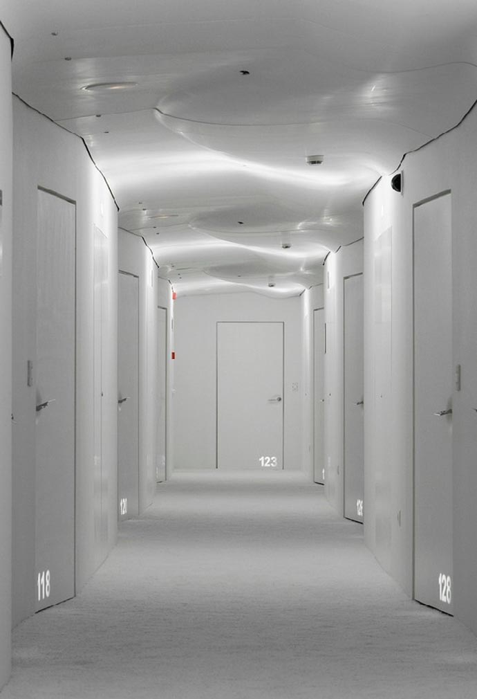 Hallway Interior design at Hotel Puerta America Design Hotel in Madrid Spain