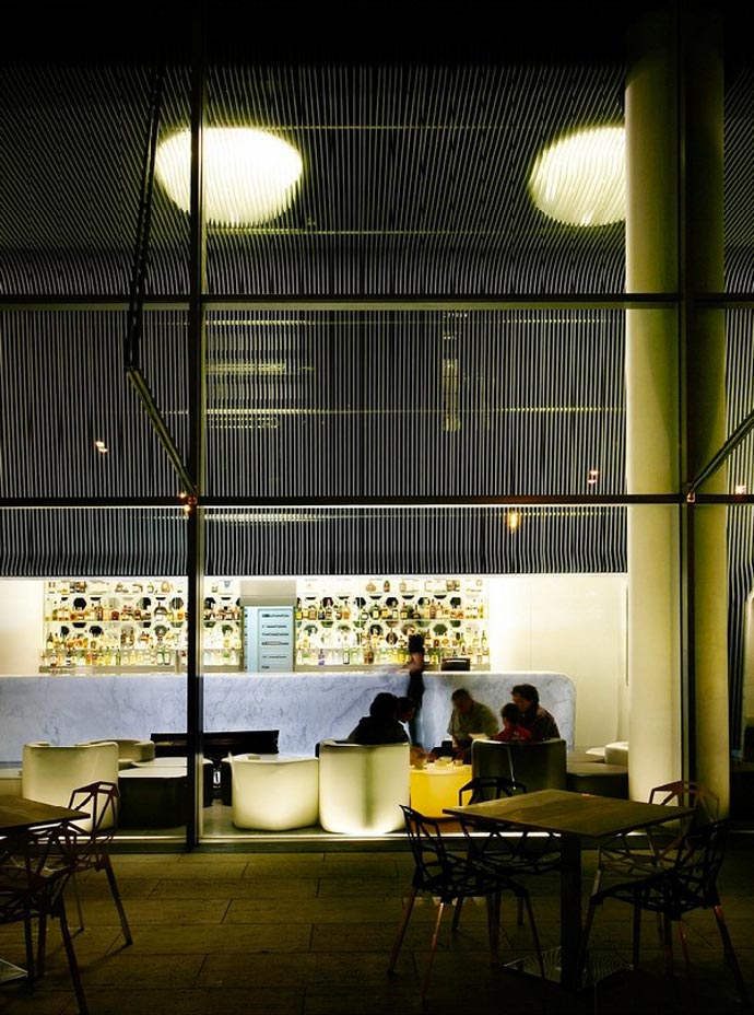 Dining area Interior design at Hotel Puerta America Design Hotel in Madrid Spain
