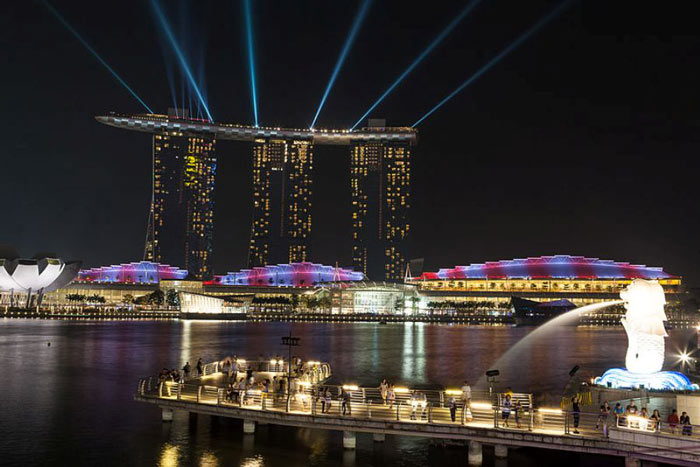 Marina Bay Sands Hotel in Singapore at night