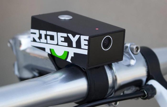 Rideye Camera attached to a handlebar of a bicycle