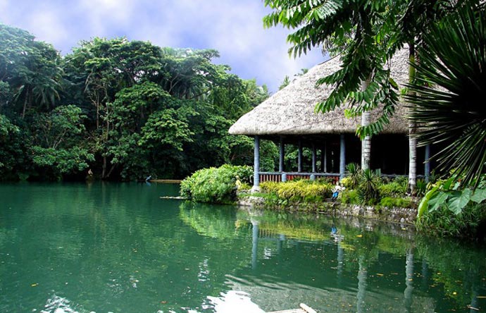 River near the Villa Escudero Resort Waterfall Restaurant in the Philippines